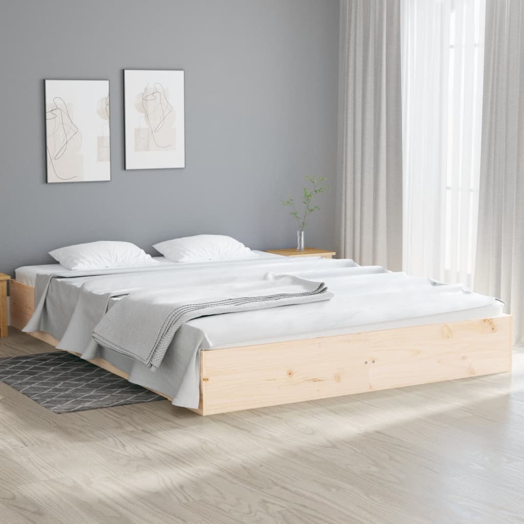 Vetonek Estructura de cama doble sin colchón madera maciza 150x200 cm