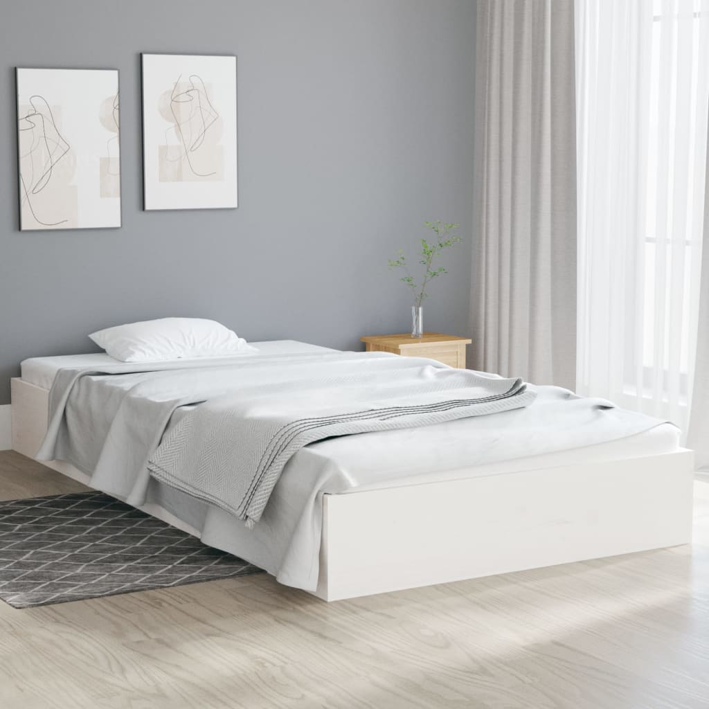 Vetonek Estructura de cama sin colchón madera maciza blanco 90x200 cm