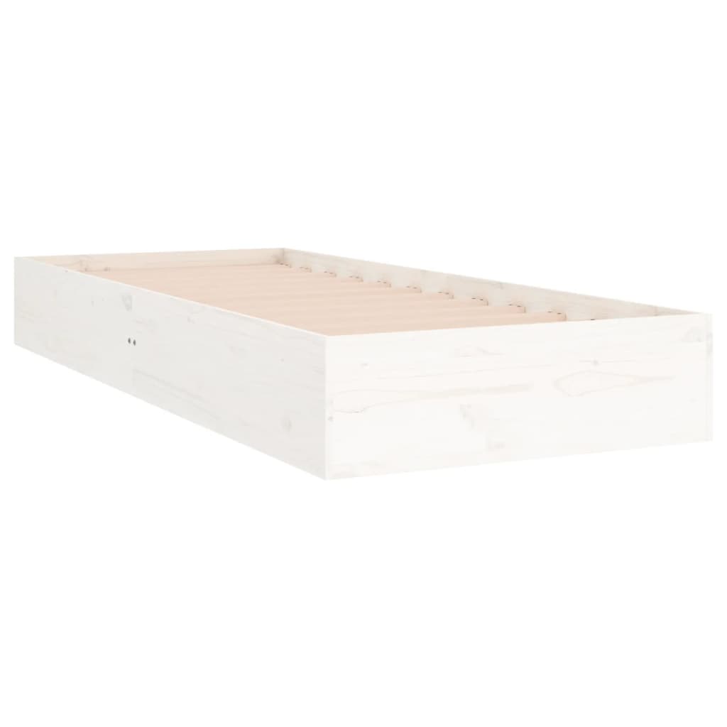 Estructura de cama sin colchón madera maciza blanco 75x190 cm