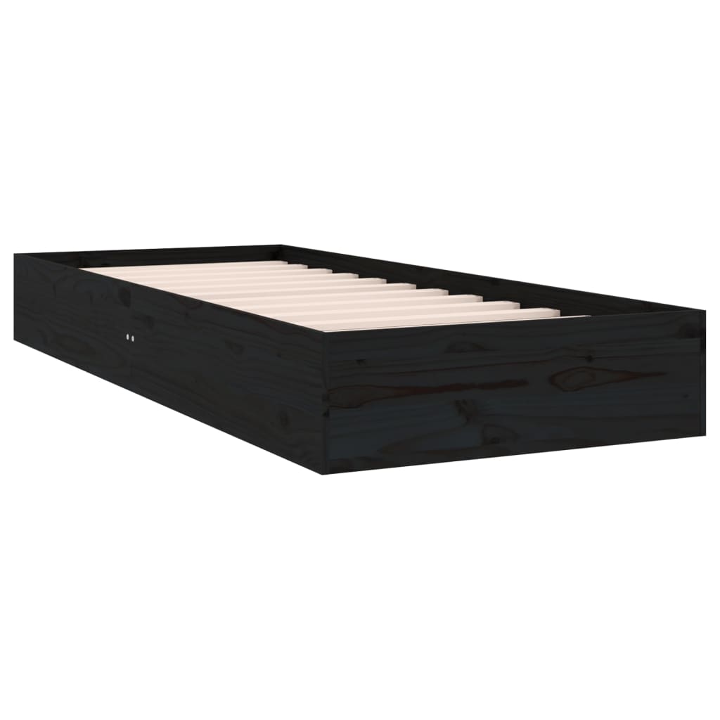 Estructura de cama sin colchón madera maciza negro 75x190 cm - Vetonek