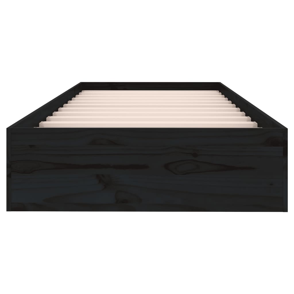Estructura de cama sin colchón madera maciza negro 75x190 cm - Vetonek