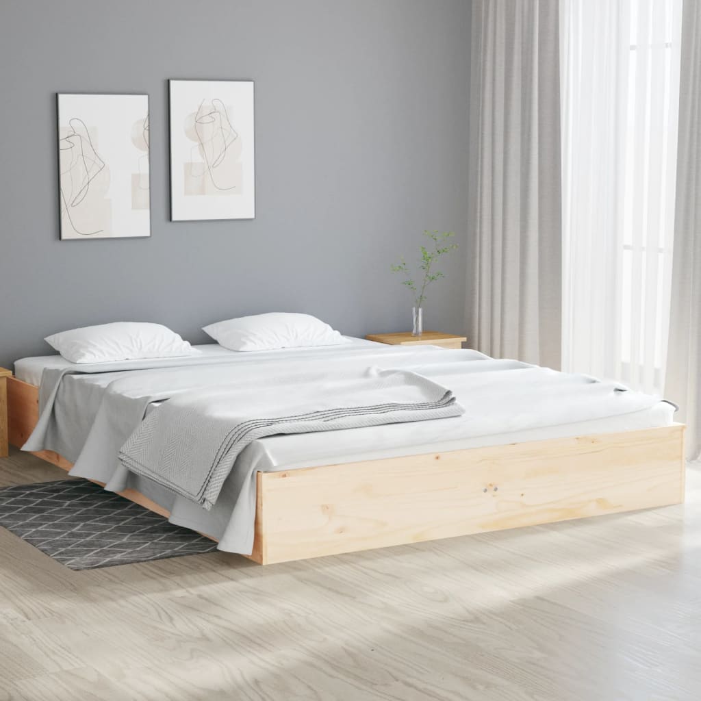 Vetonek Estructura de cama doble sin colchón madera maciza 120x190 cm