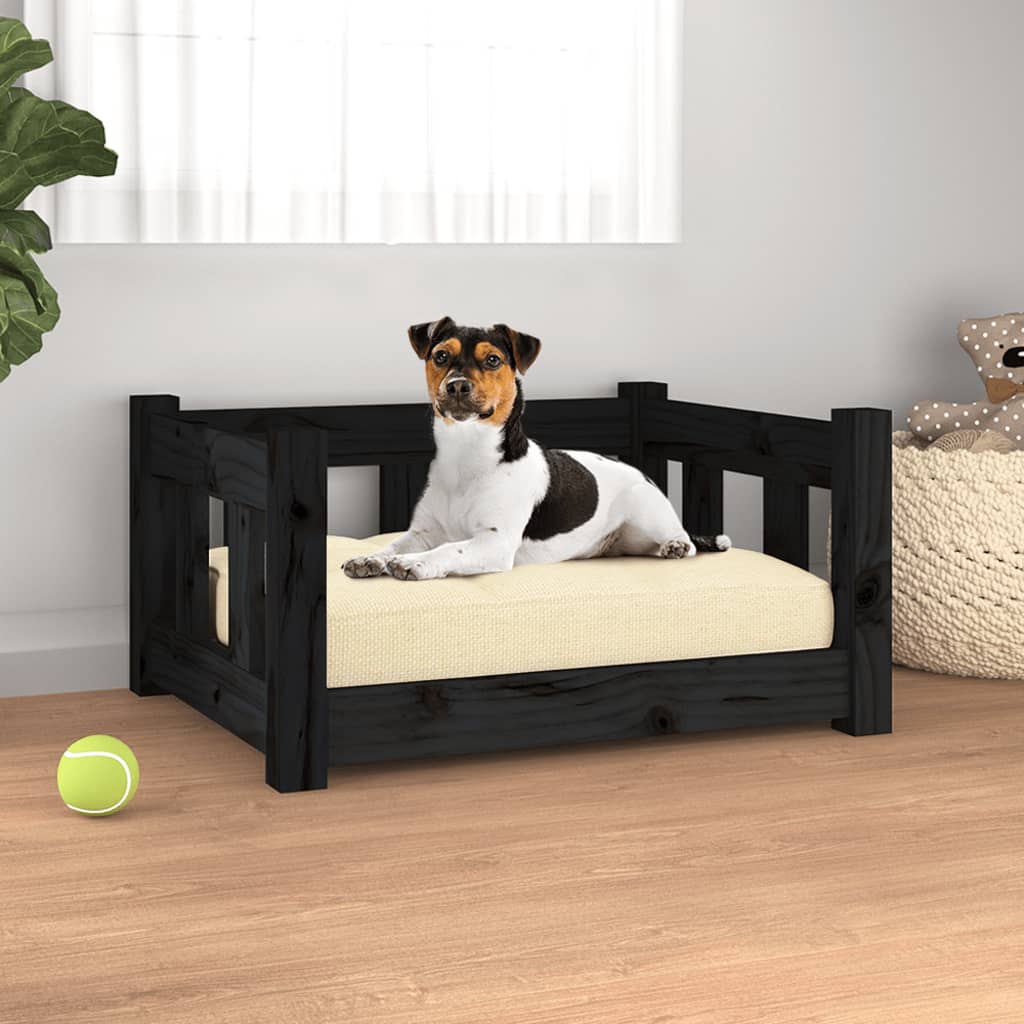 Cama de cachorro de pinheiro preto 55,5x45.5x28 cm