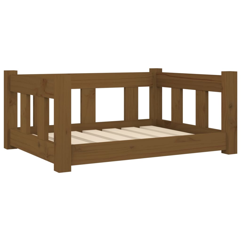 Cama de cachorro para madeira marrom de madeira maciça 65,5x50.5x28 cm