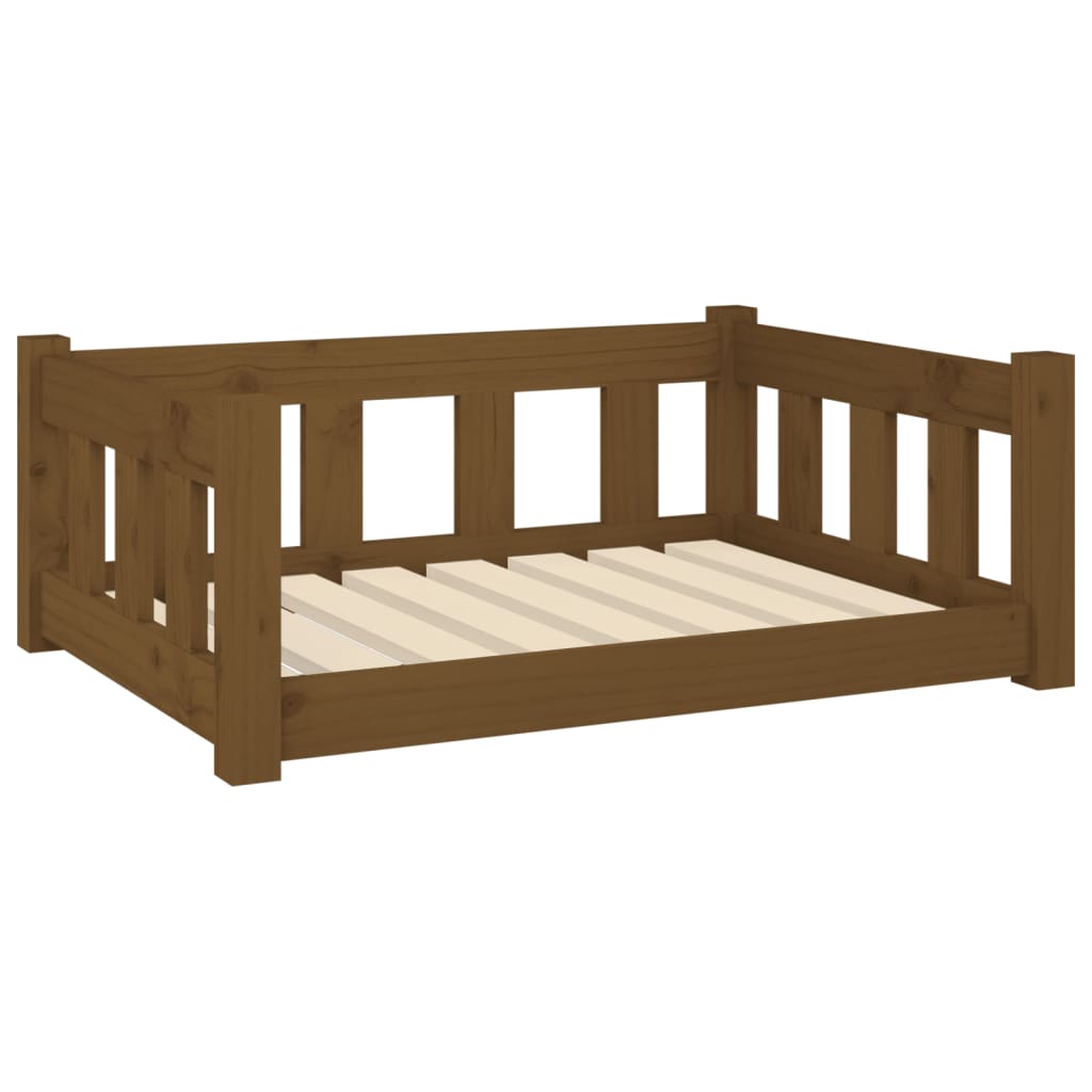 Cama de cachorro para madeira marrom de madeira maciça 75,5x55,5x28 cm