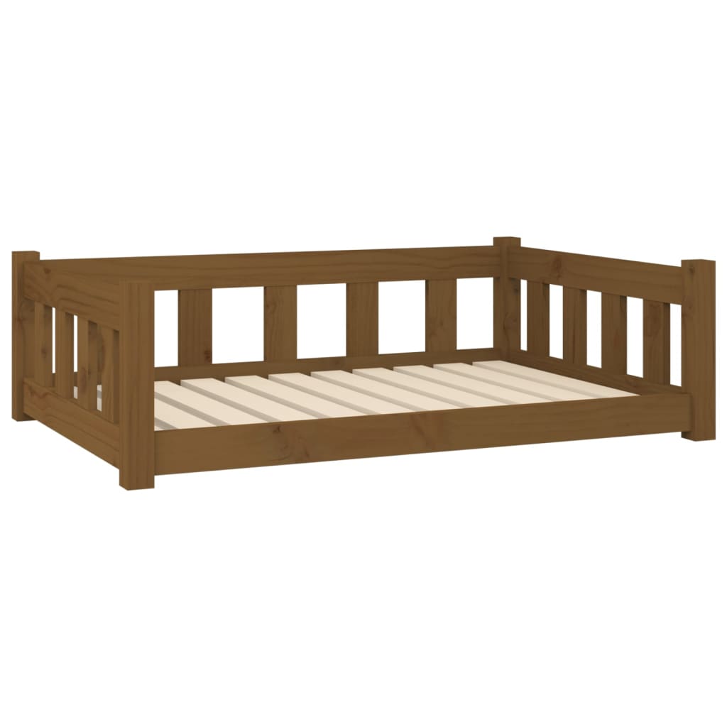 Cama de cachorro para madeira de pinheiro marrom de madeira maciça 95,5x65.5x28 cm