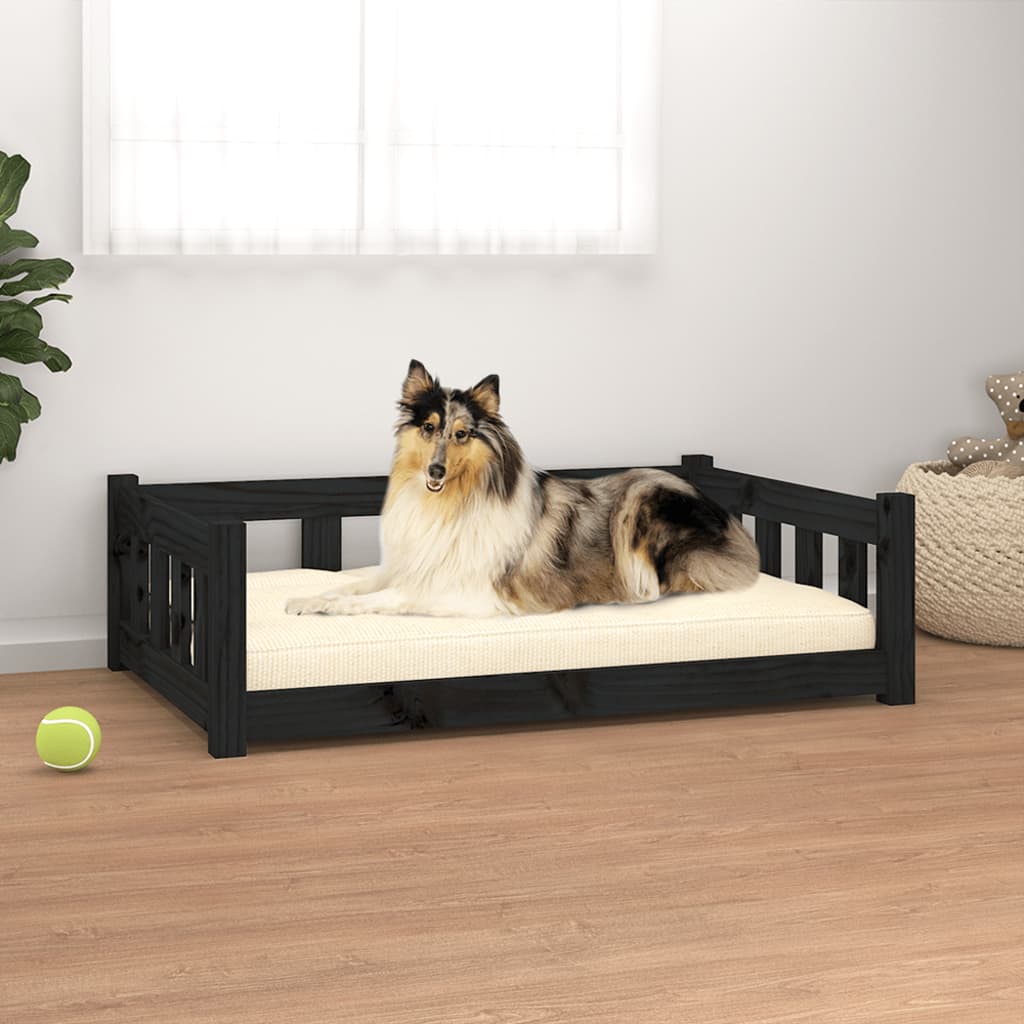 Cama de cachorro de pinheiro preto 95.5x65.5x28 cm