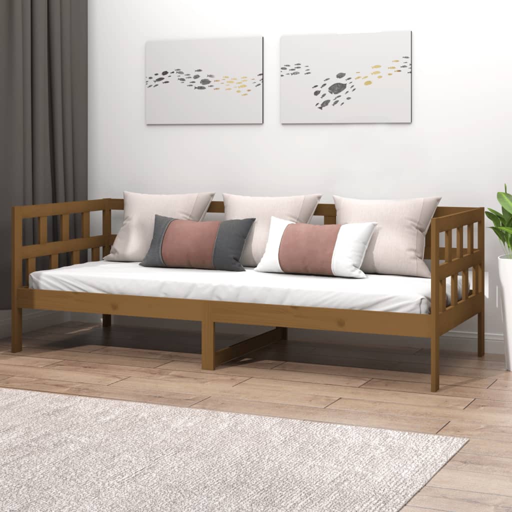 Vetonek Sofá cama sin colchón madera maciza pino marrón miel 90x200 cm