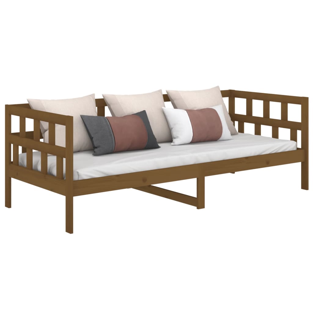 Sofá cama de madera maciza de pino marrón miel 90x190 cm