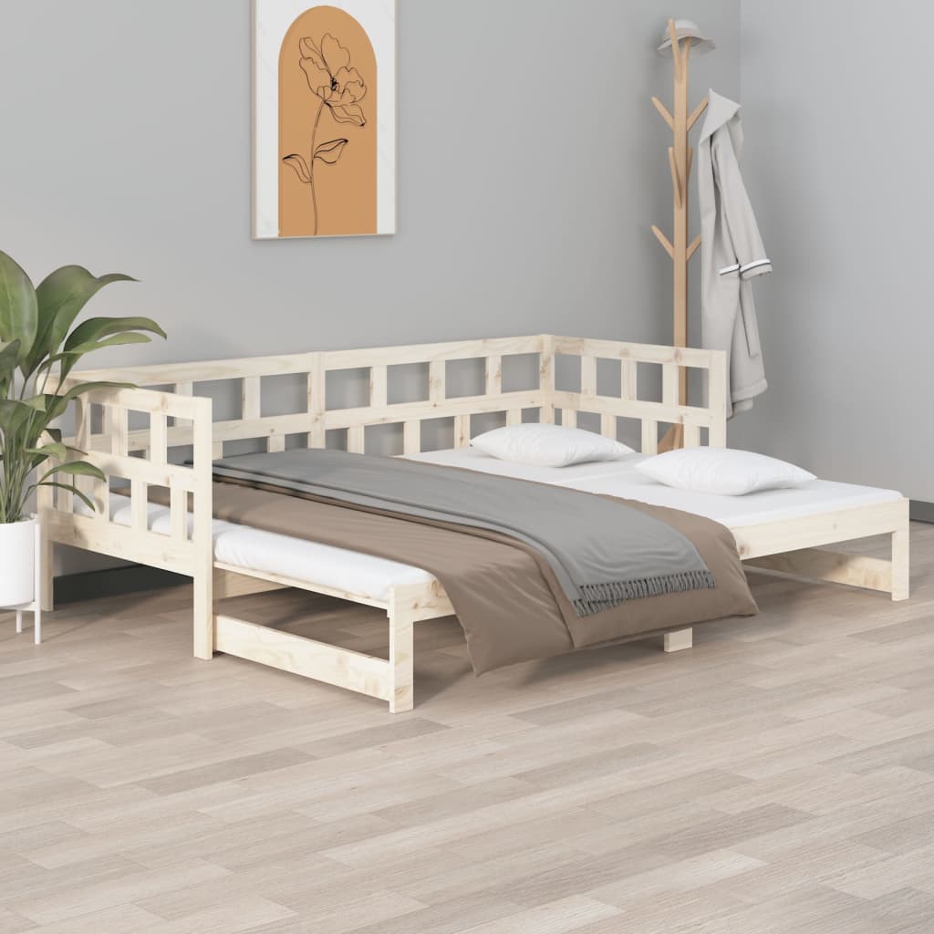 Vetonek Sofá cama extraíble madera maciza de pino 2x(90x200) cm