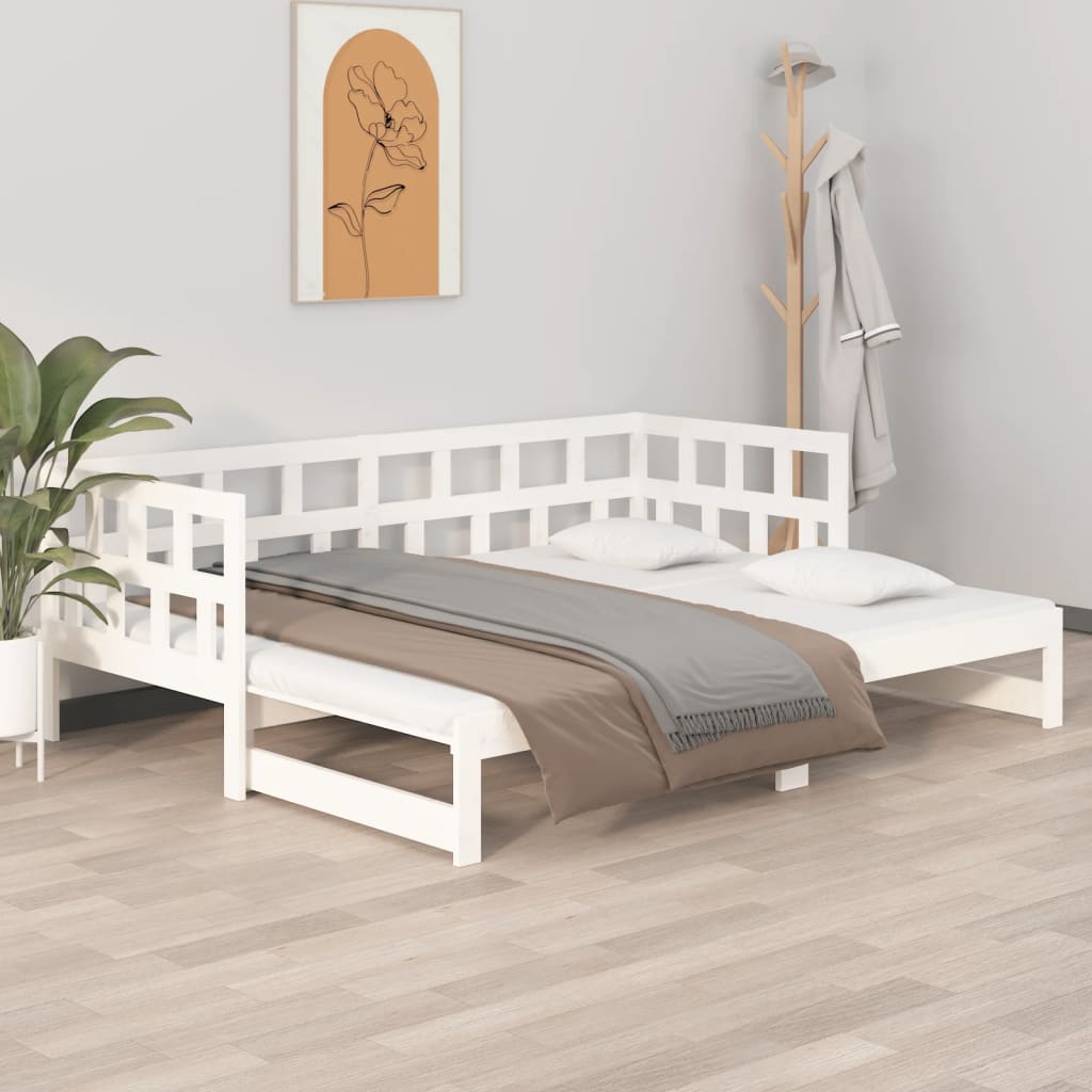 Vetonek Sofá cama extraíble sin colchón blanco 2x(90x200) cm