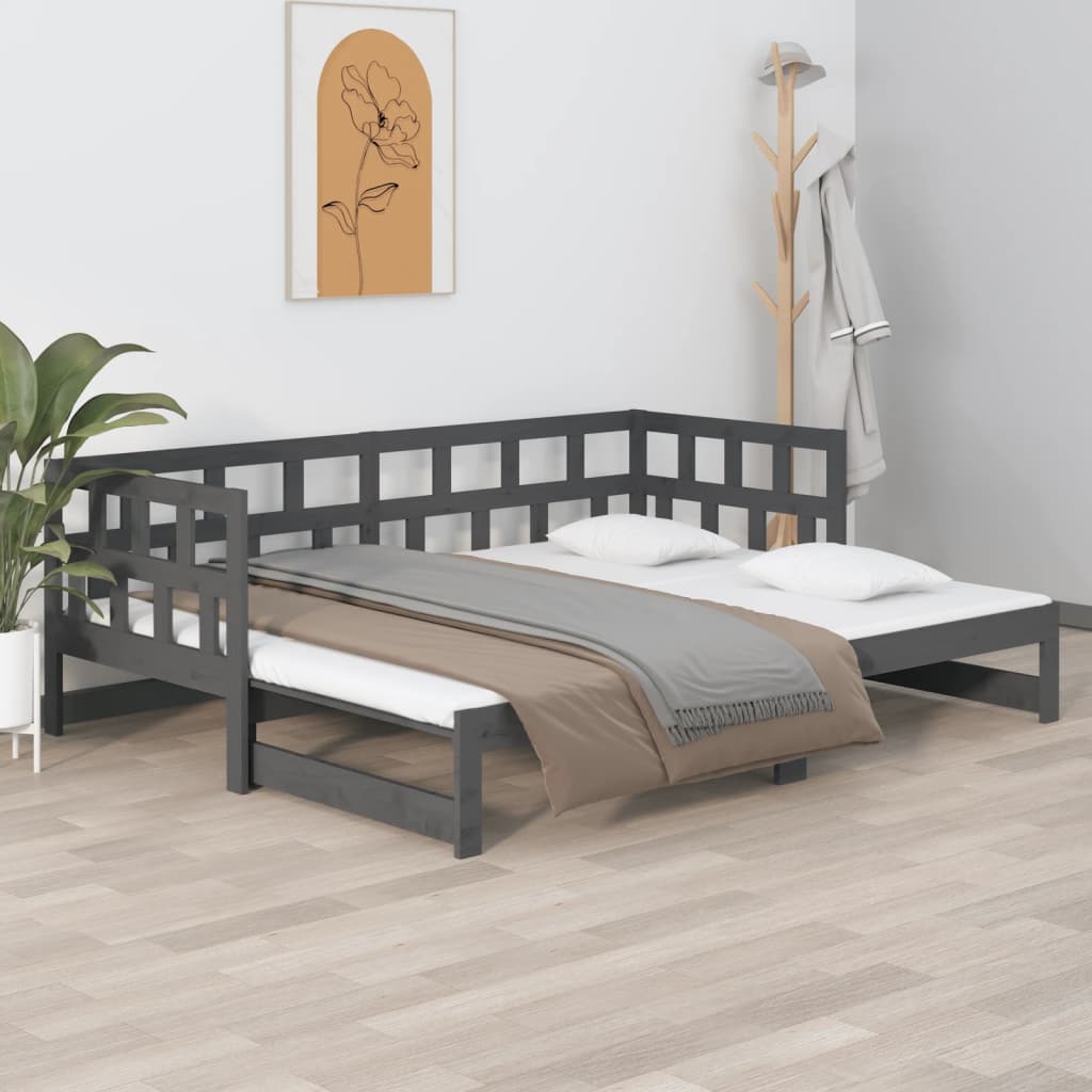 Vetonek Sofá cama extraíble sin colchón gris 2x(90x200) cm