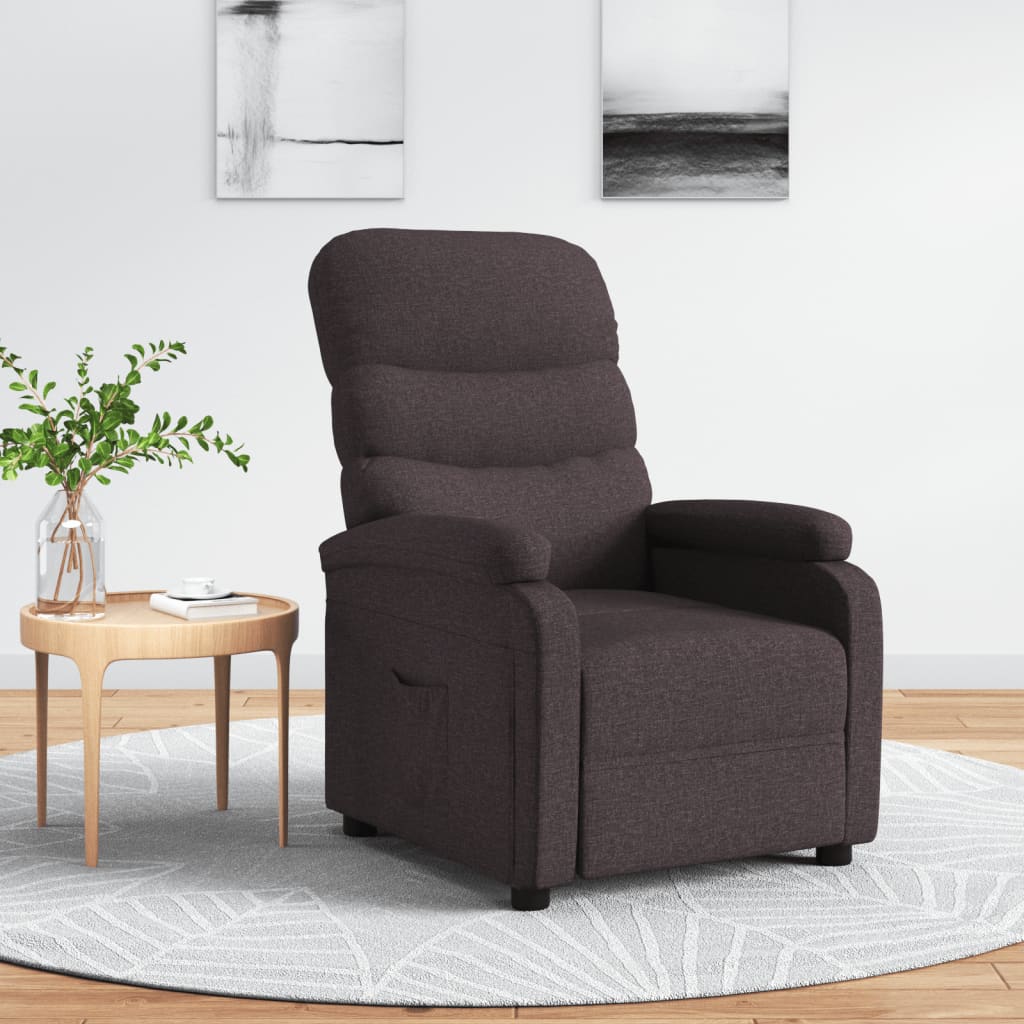 Vetonek Sillón reclinable de tela marrón oscuro