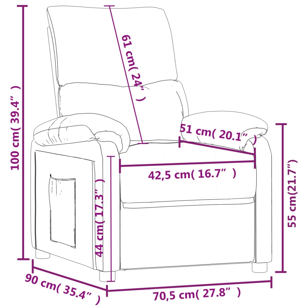 Reclinable cream of cream fabric