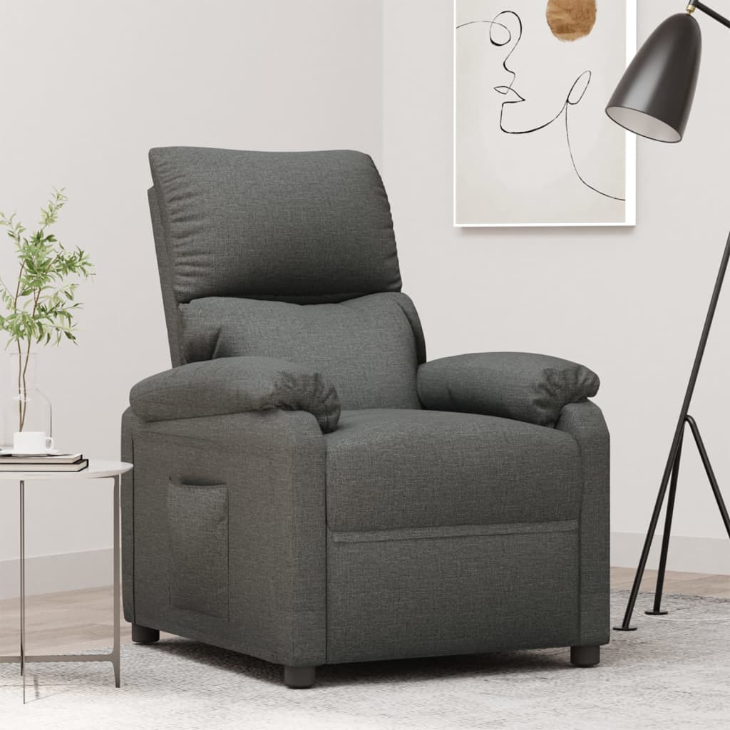 Vetonek Sillón reclinable de tela gris oscuro