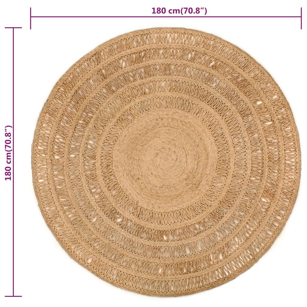 Yute 180 cm round braided area carpet