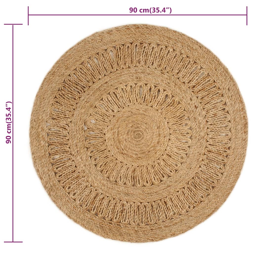 Yute 90 cm round braided area carpet