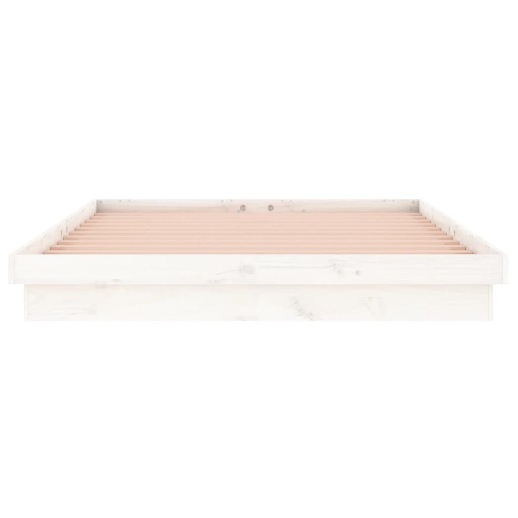 Estructura de cama doble LED sin colchón madera maciza blanco vidaXL