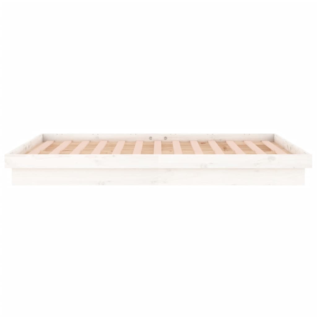 Estructura de cama doble LED sin colchón madera maciza blanco vidaXL