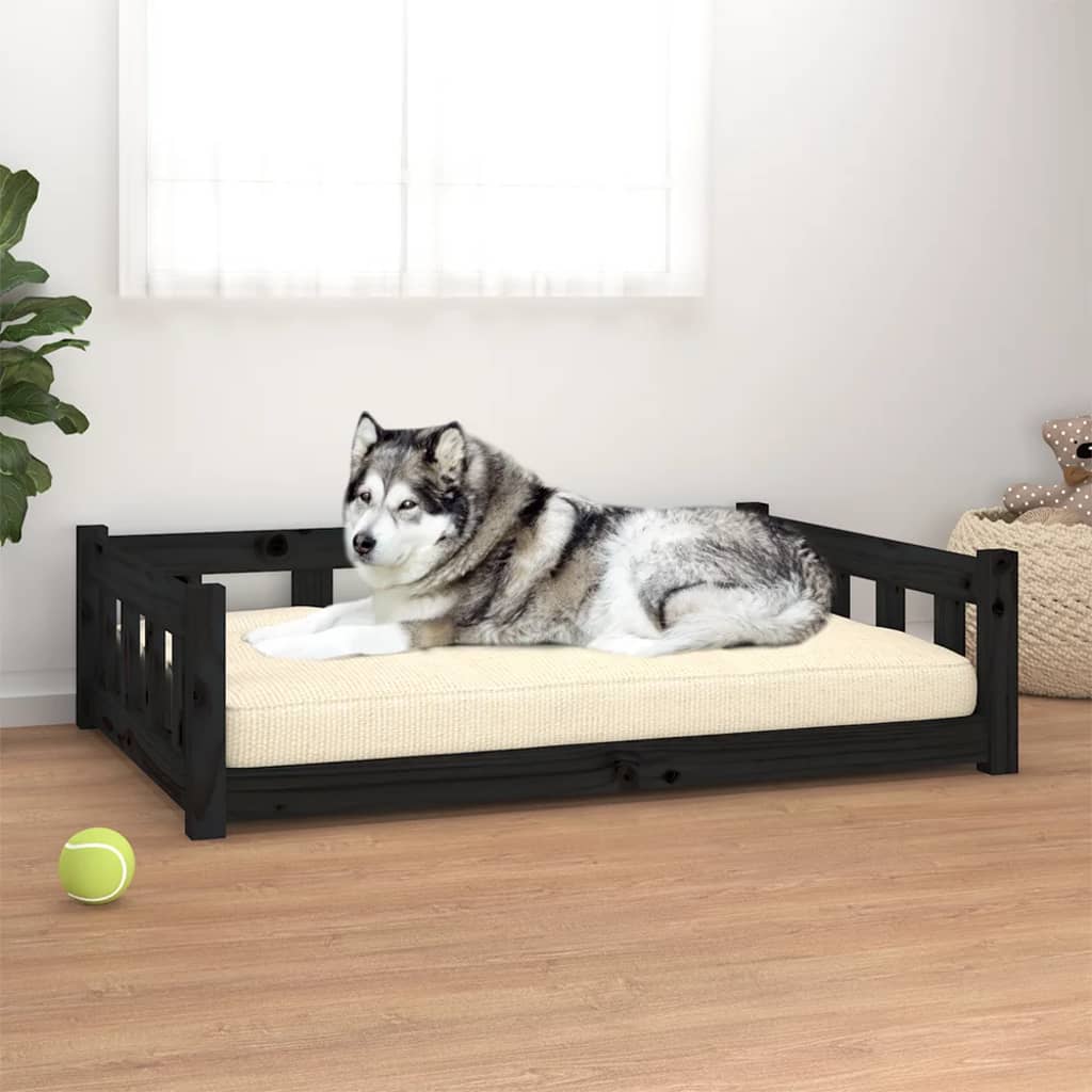 Cama de cachorro de pinheiro preto 105.5x75.5x28 cm