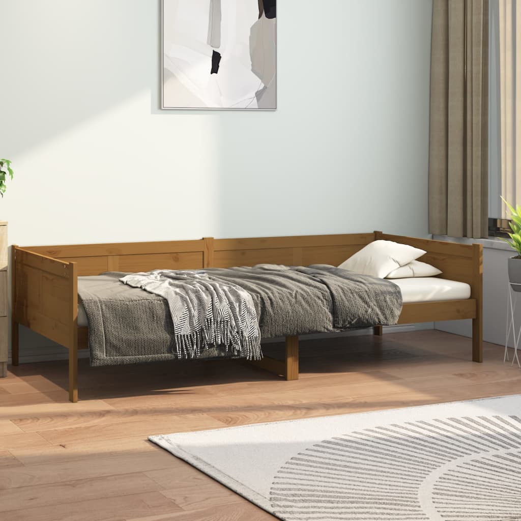 Vetonek Sofá cama sin colchón madera maciza pino marrón miel 90x200 cm