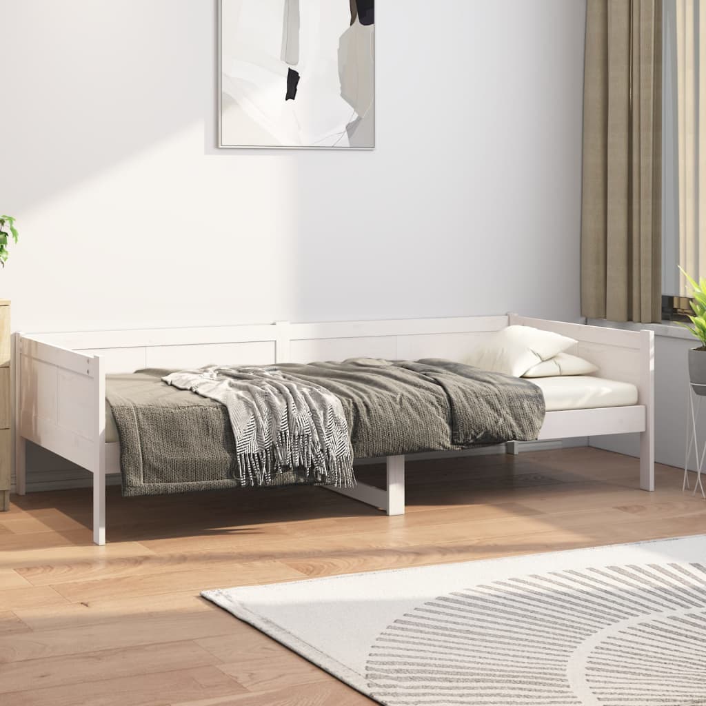 Vetonek Sofá cama madera maciza de pino blanco 90x190 cm