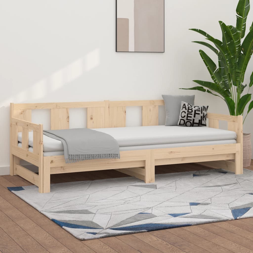 Vetonek Sofá cama extraíble madera maciza de pino 2x(90x200) cm