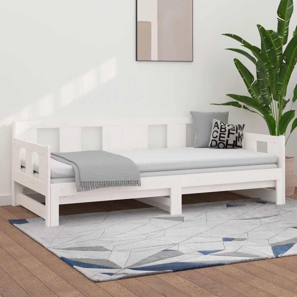 Vetonek Sofá cama extraíble madera maciza de pino blanco 2x(90x200) cm