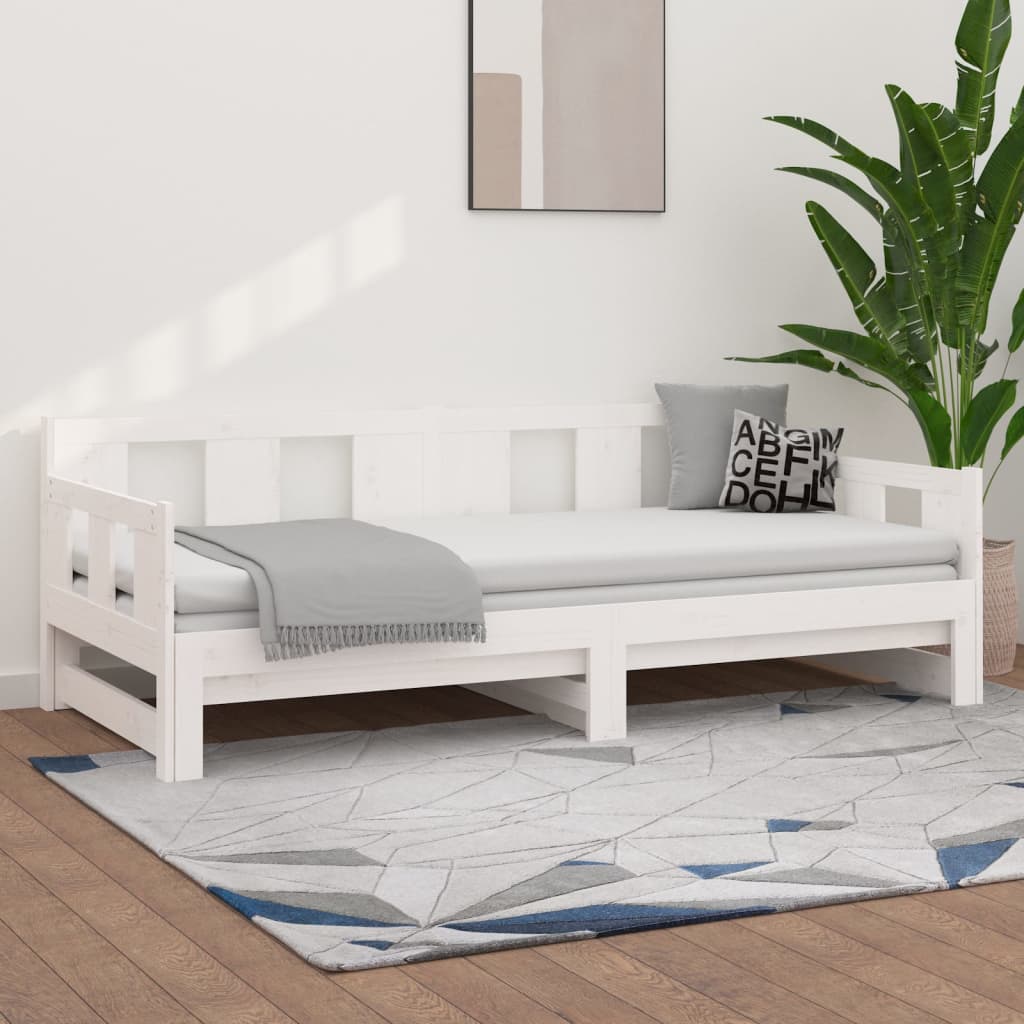 Vetonek Sofá cama extraíble madera maciza de pino blanco 2x(80x200) cm