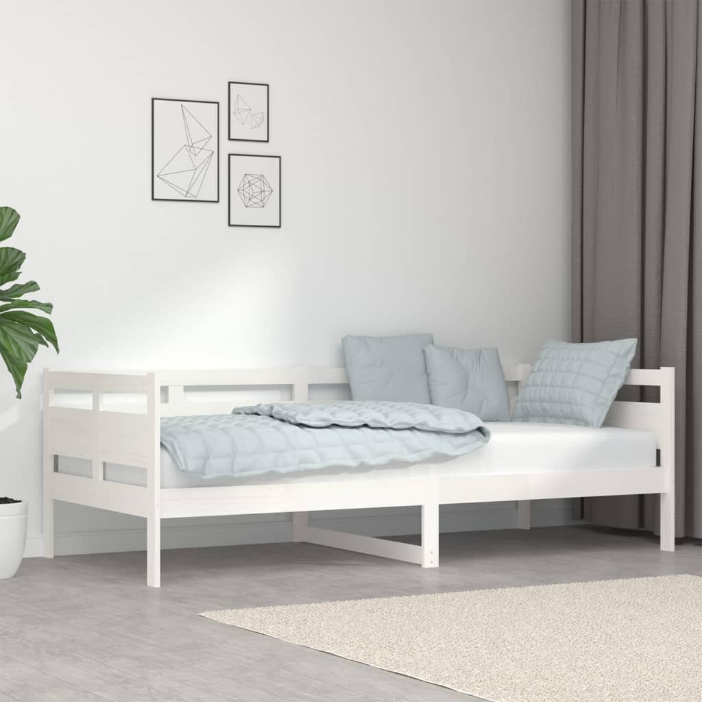 Vetonek Sofá cama sin colchón madera maciza de pino blanco 90x200 cm