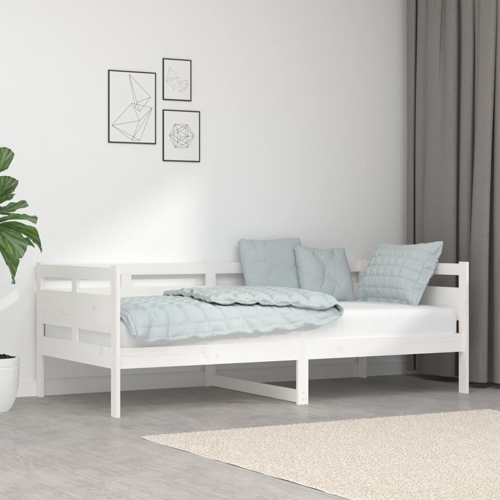 Vetonek Sofá cama madera maciza de pino blanco 90x190 cm