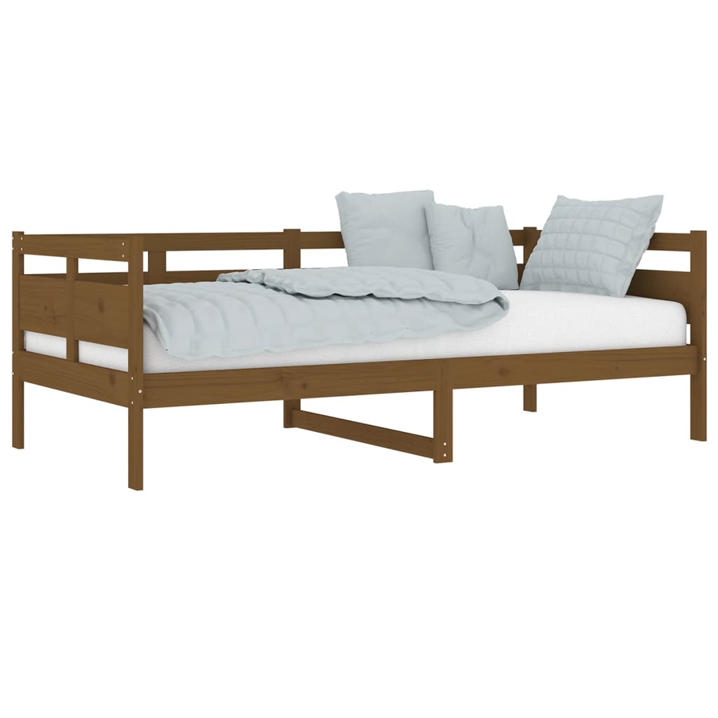 Sofá cama de madera maciza de pino marrón miel 90x190 cm