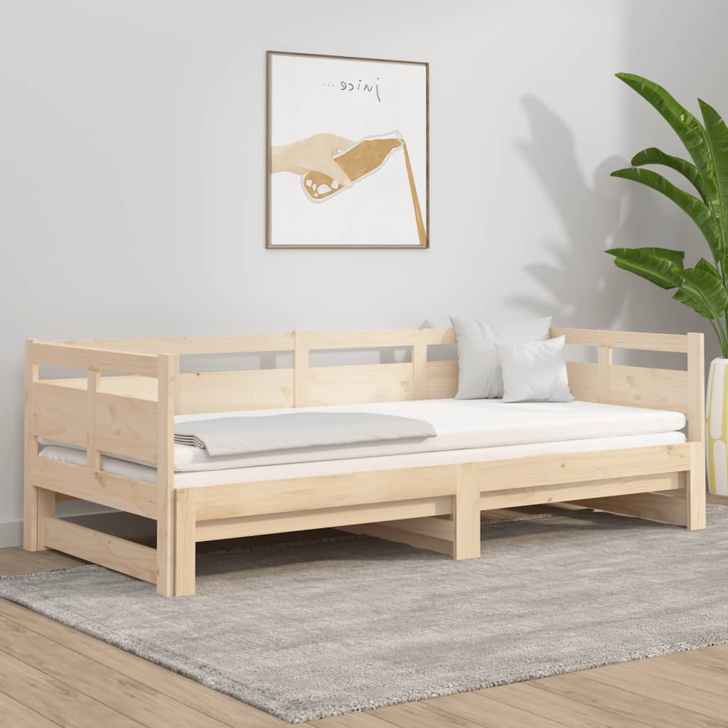 Vetonek Sofá cama extraíble madera maciza de pino 2x(90x200) cm