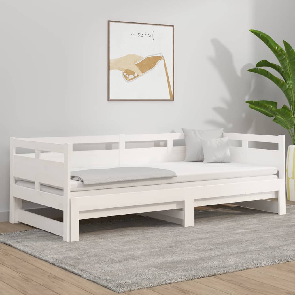 Vetonek Sofá cama extraíble madera maciza de pino blanco 2x(80x200) cm