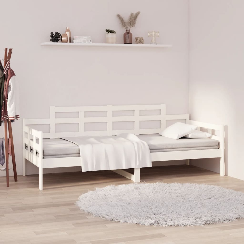 Vetonek Sofá cama sin colchón madera maciza de pino blanco 90x200 cm