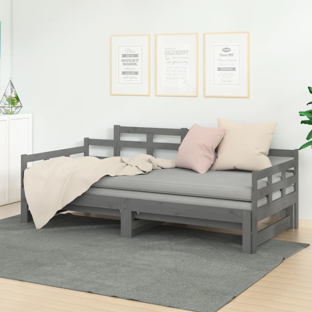 Vetonek Sofá cama extraíble sin colchón gris 2x(90x200) cm