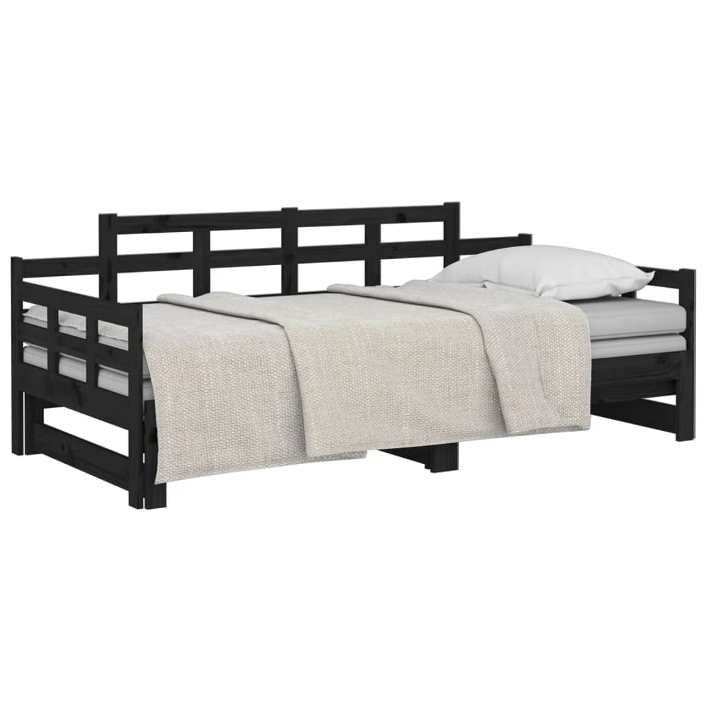 Cama removível de sofá sem colchão preto 2x (90x200) cm