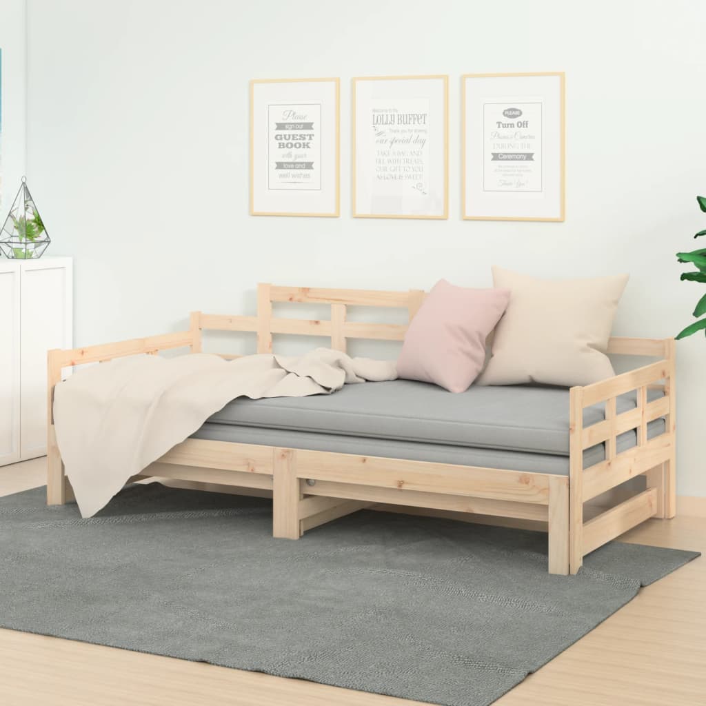 Vetonek Sofá cama extraíble madera maciza de pino 2x(80x200) cm