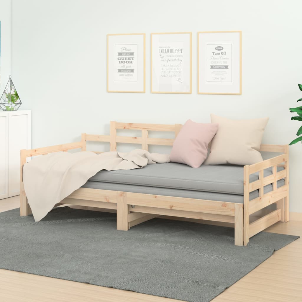 Vetonek Sofá cama extraíble madera maciza de pino 2x(90x190) cm