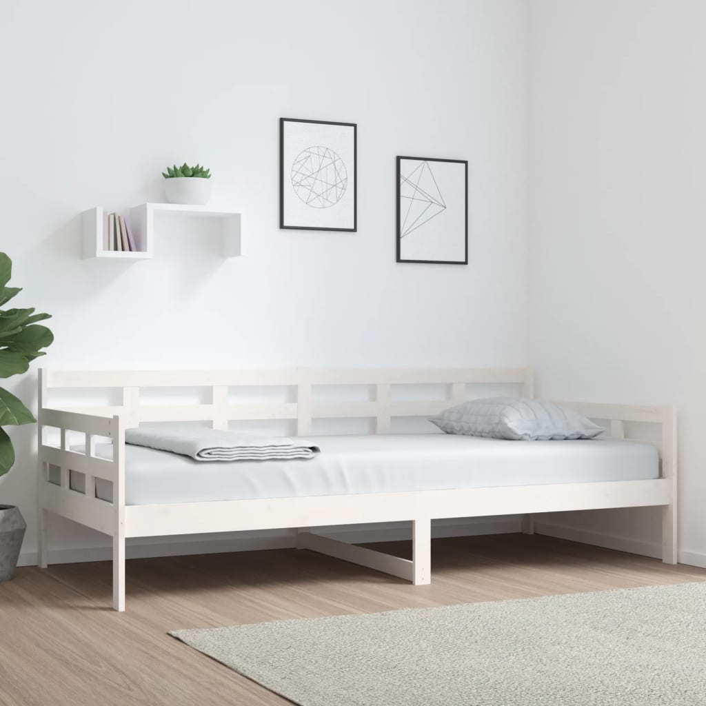 Vetonek Sofá cama sin colchón madera maciza de pino blanco 90x200 cm