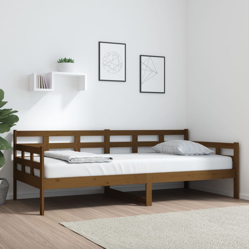 Vetonek Sofá cama sin colchón madera maciza pino marrón miel 90x200 cm