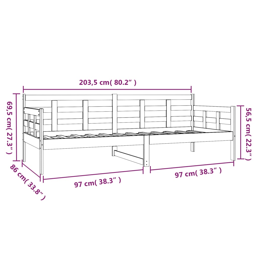 Sofá cama madera maciza de pino 80x200 cm vidaXL