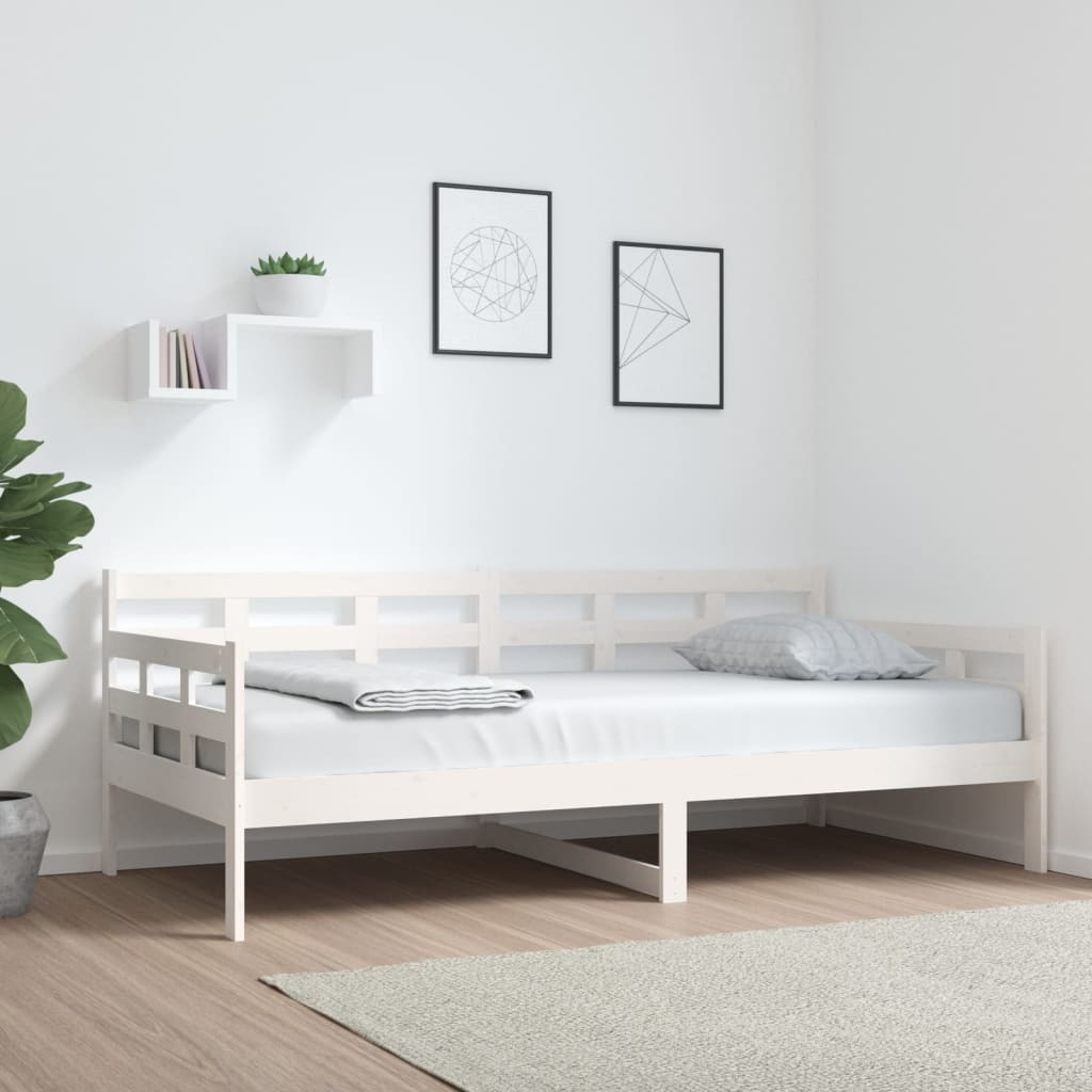 Vetonek Sofá cama madera maciza de pino blanco 90x190 cm