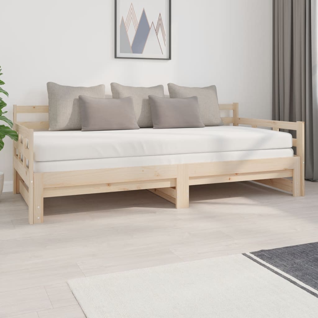 Vetonek Sofá cama extraíble madera maciza de pino 2x(90x200) cm