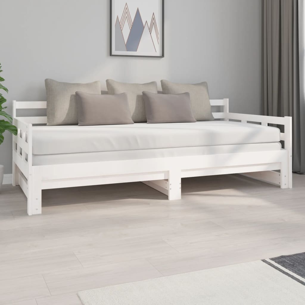 Vetonek Sofá cama extraíble sin colchón blanco 2x(90x200) cm