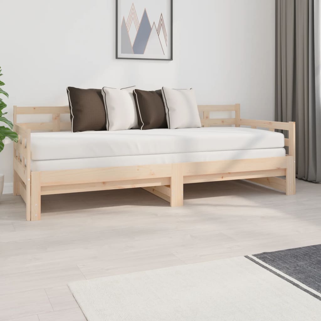 Vetonek Sofá cama extraíble madera maciza de pino 2x(80x200) cm