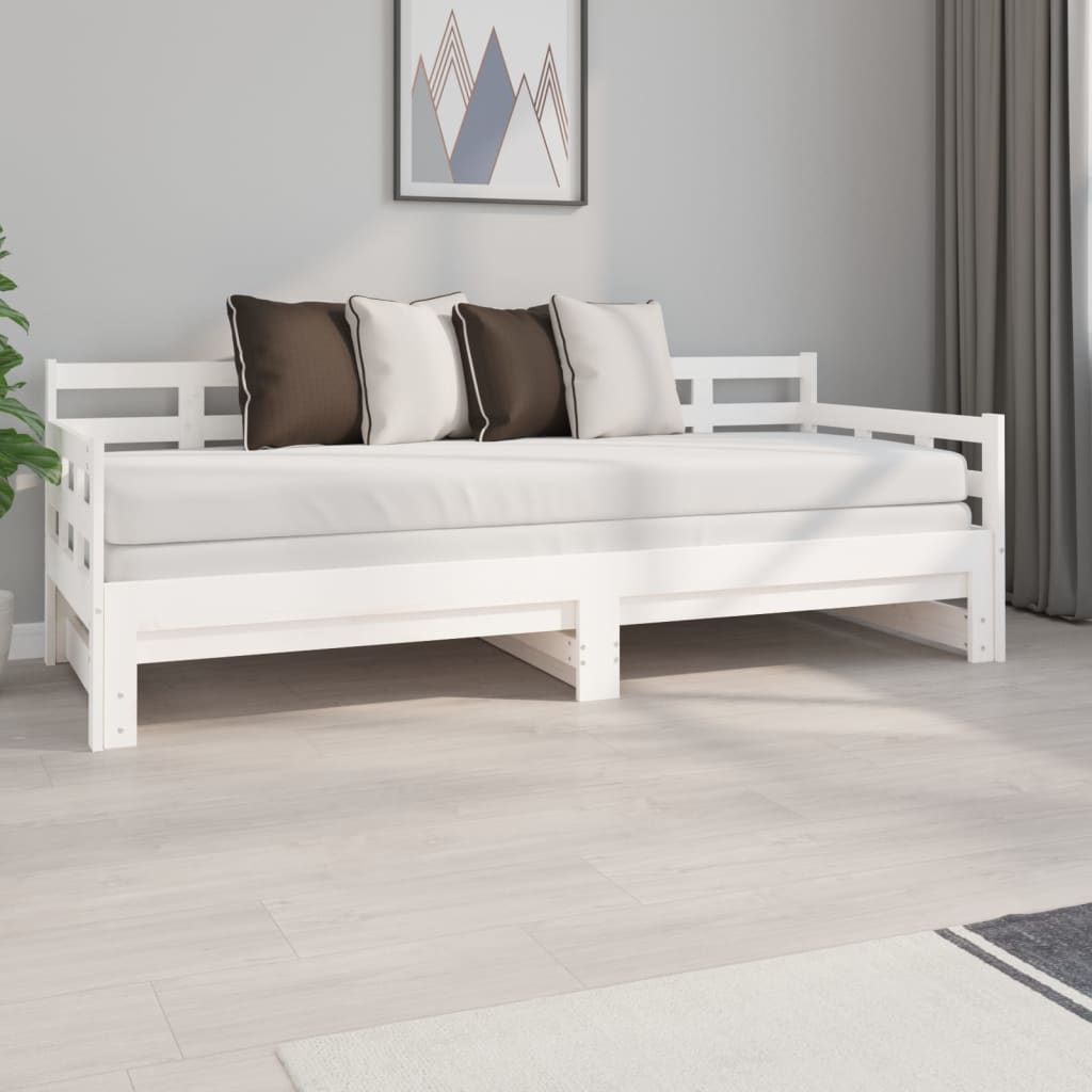 Vetonek Sofá cama extraíble madera maciza de pino blanco 2x(80x200) cm