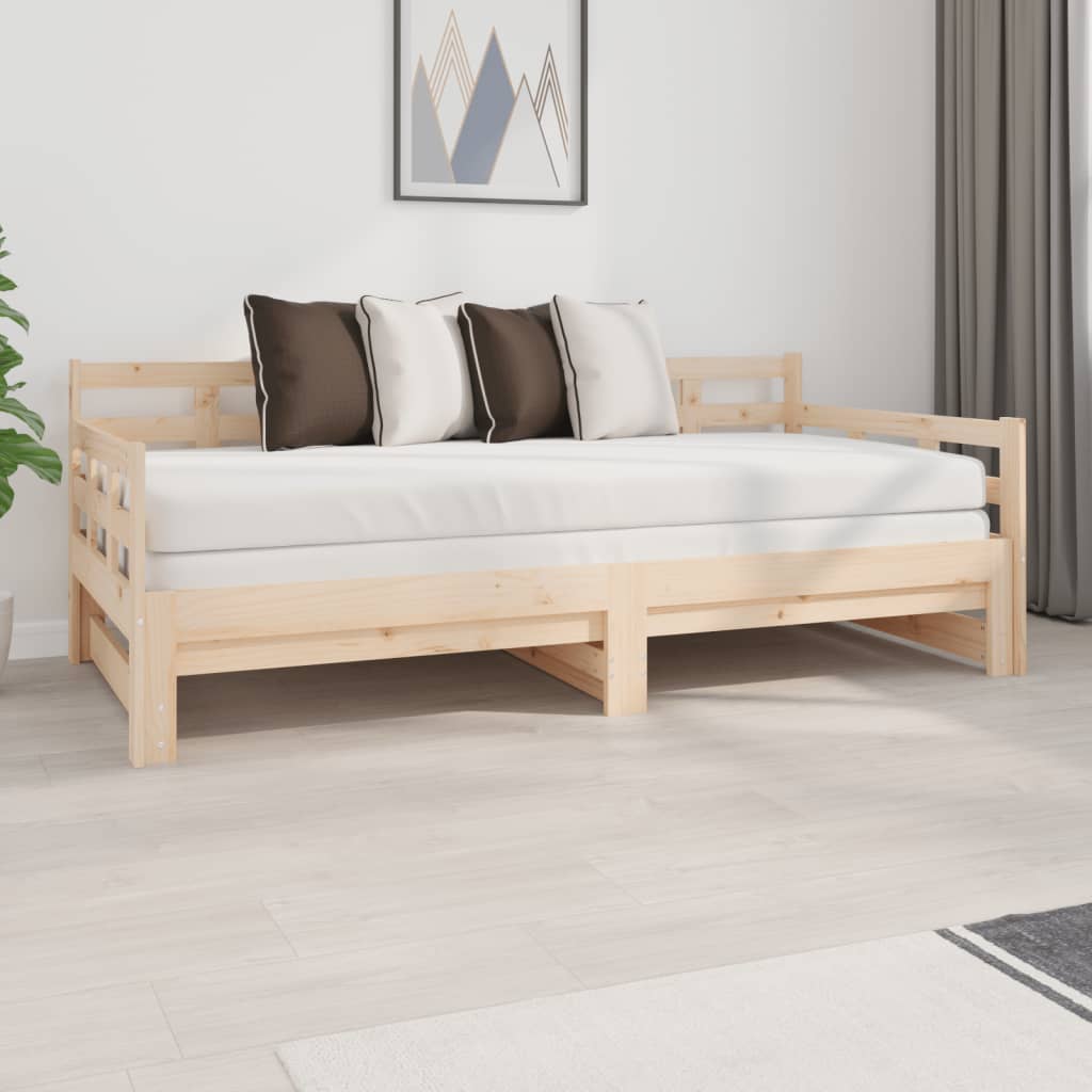 Vetonek Sofá cama extraíble madera maciza de pino 2x(90x190) cm