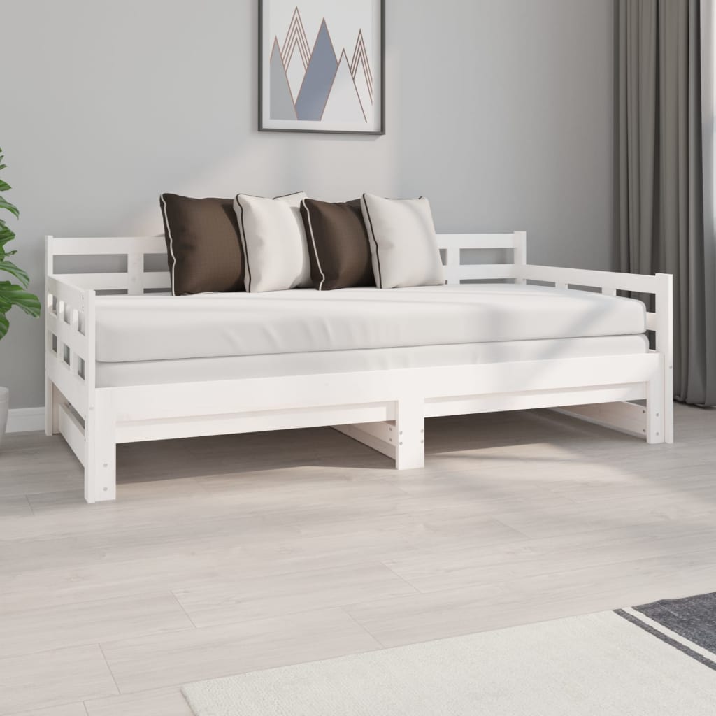 Vetonek Sofá cama extraíble sin colchón blanco 2x(90x190) cm