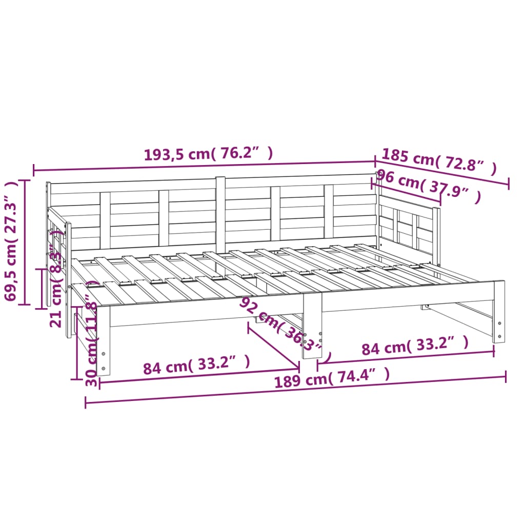 Sofá cama extraíble sin colchón blanco 2x(90x190) cm vidaXL